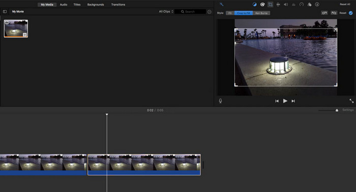 iMovie クロップビデオ
