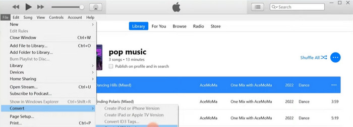 iTunes convertir archivos