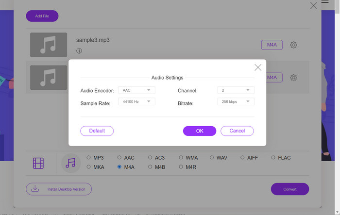 Online Converter MP3 to M4A