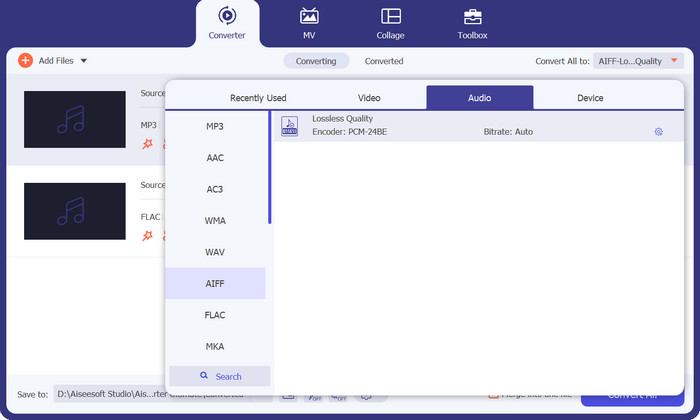 Select Output Format