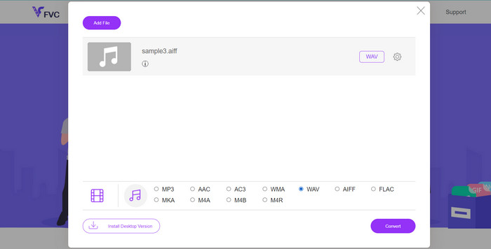 การแปลง AIF WAV ออนไลน์