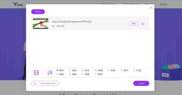 FVCO Conversione da MP4 a MP3