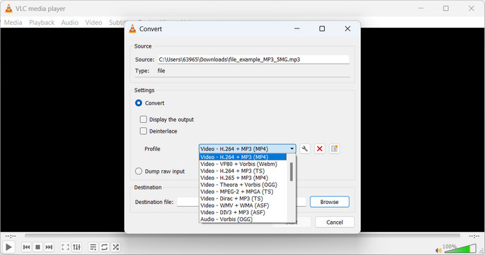 VLC MP3 auf M4