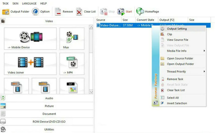 Formatteer fabrieksinterface