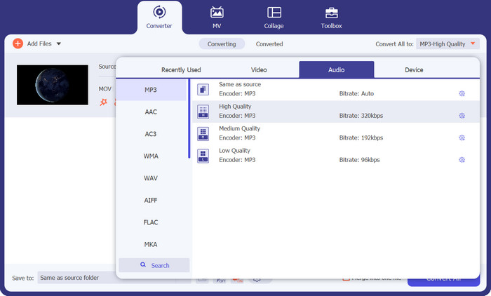 تبدیل MOV به MP3