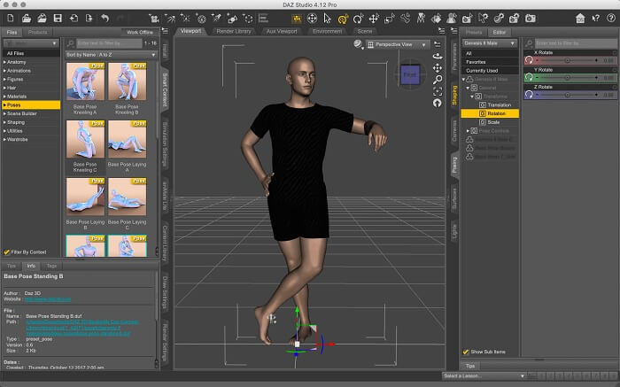 Interfaccia principale di Daz Studio