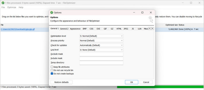 File Optimizer Compresie