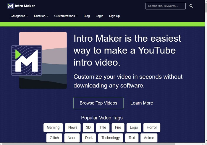 Interfície d'Intro Maker