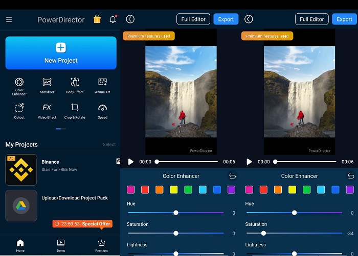 Change Saturation on PowerDirector