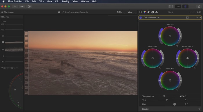 Korekcja kolorów Final Cut Pro