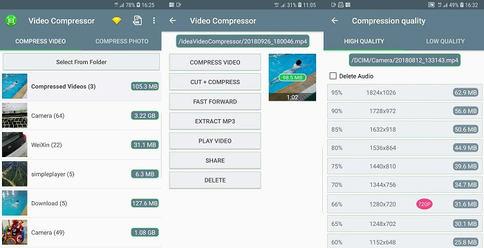Komprimera video på Android