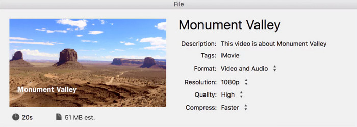 iMovie comprime video