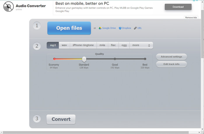 Web de conversión de audio en línea