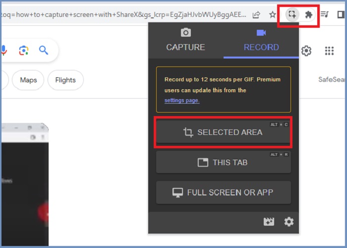 GIF per la registrazione dello schermo di ChromeCapture