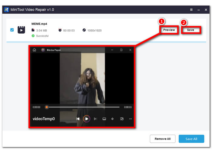 Minitool روی Preview و Save کلیک کنید