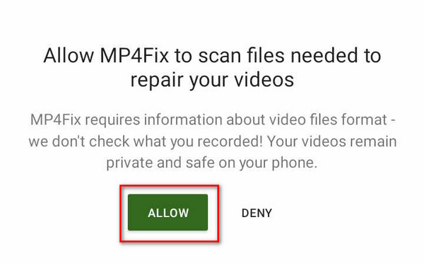 MP4Fix 비디오 복구 도구 스캔 허용