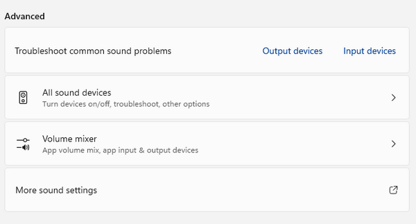Audio Settings Output Troubleshoot