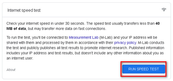 Test de vitesse Internet