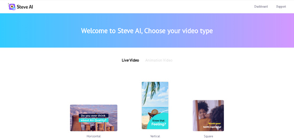 Steve. AI Kies uw videotype