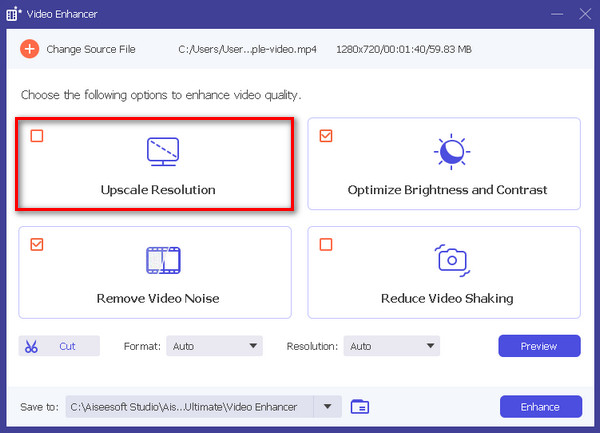FVC Video Converter Ultimate Enhance Video Oppskaler en video