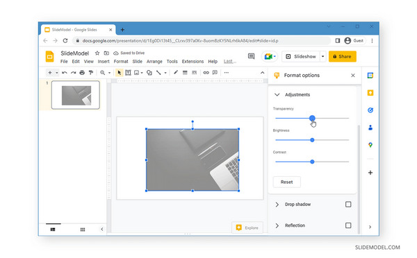 Google Slide Transparent Adjustments