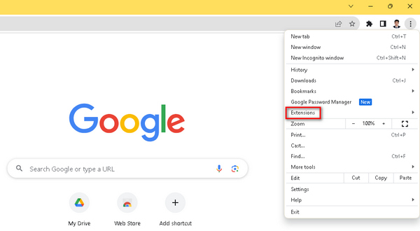 إزالة تخصيص Chrome لملحقات الطرف الثالث