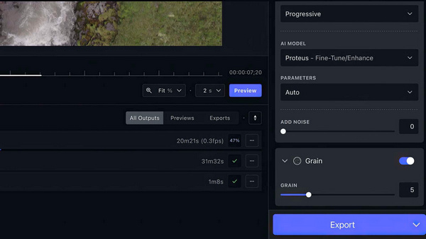 Topaz Video AI Multi Threaded Previews Exports