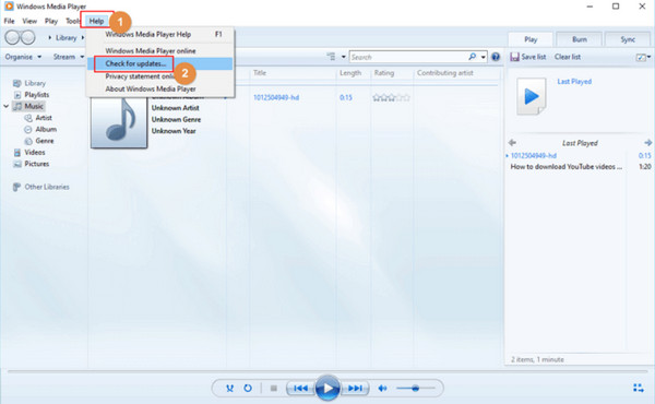 Actualización de Windows Media Player Comprobar el reproductor para buscar actualizaciones