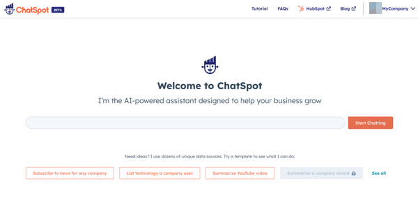 채팅 AI 채팅 Chatspot
