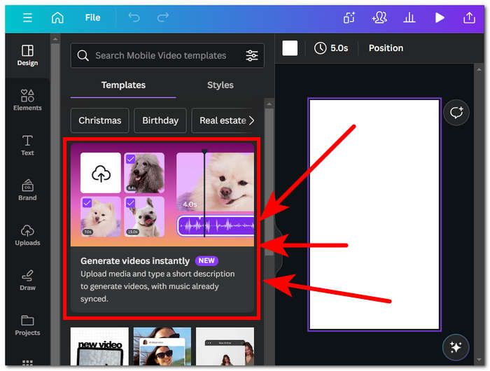 Click Generate Videos Instantly
