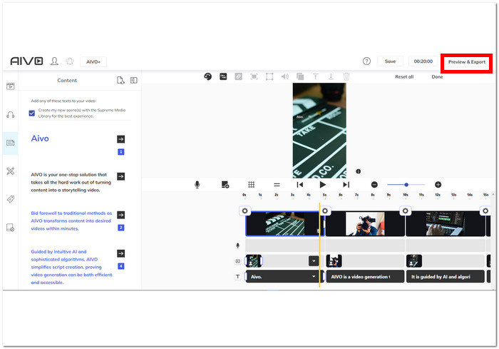 Click Preview and Export