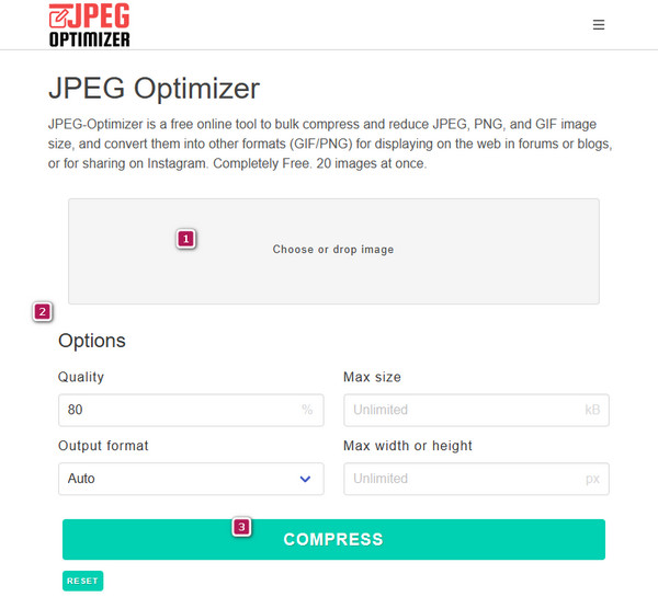 jpegoptimizer कंप्रेसर प्रक्रिया