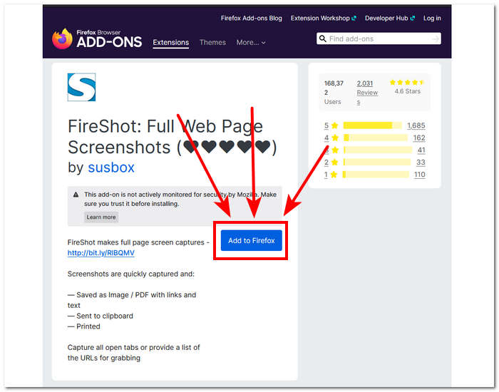 Fare clic su Aggiungi a Firefox