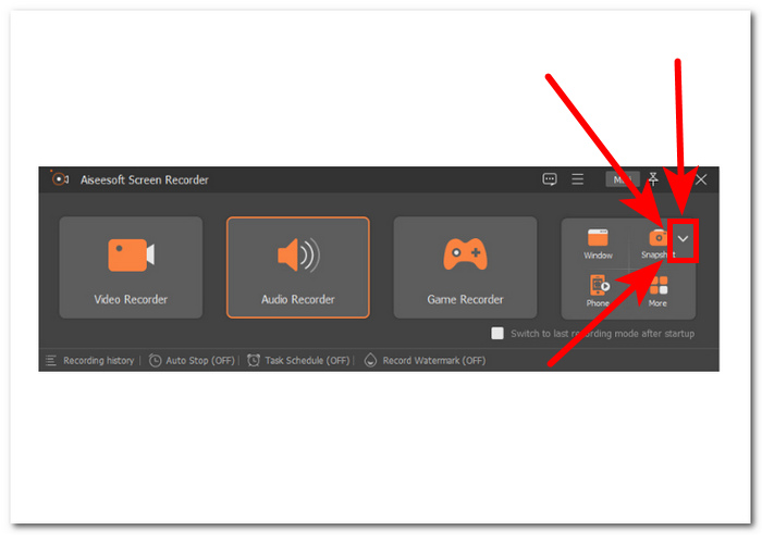 Click Snapshot Arrow Down Button
