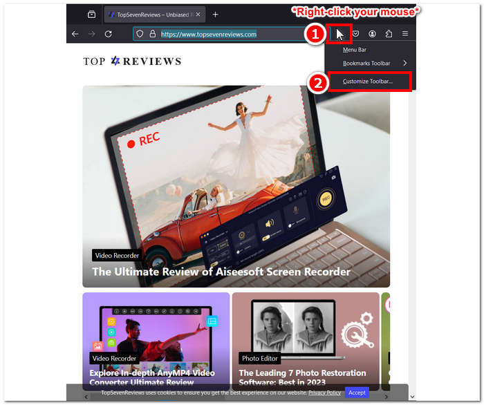 Personalizza la barra degli strumenti di Firefox