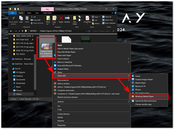 Open with Windows Media Player