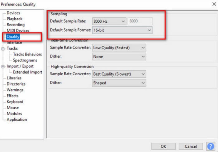 Cambio de Audacity