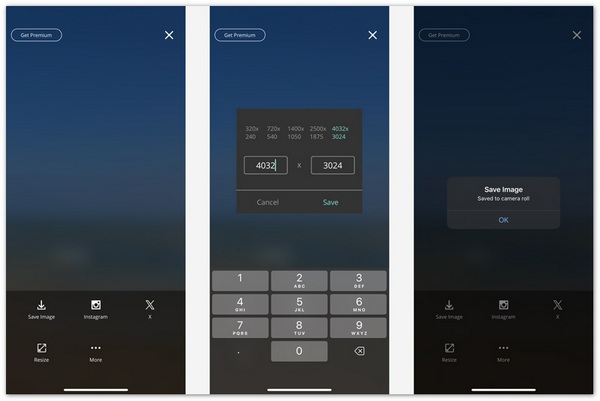 Увеличить разрешение изображения на iPhone Pixlr