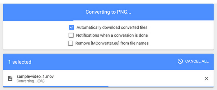 Conversão de Mconvert Mp4 para PNG