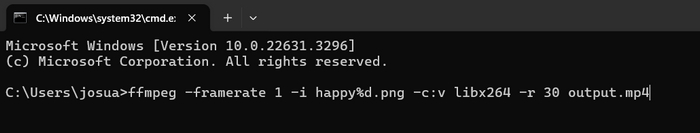 PNG เป็น Mp4 ffmpeg