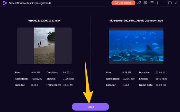 Premiere が MP4 を表示しない 修復開始