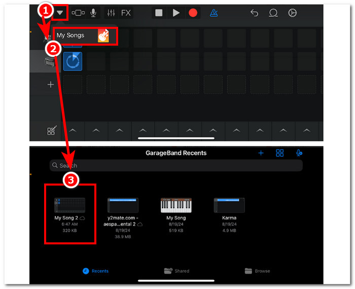 Click Arrow Down Button