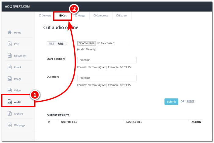 Click Audio And Cut Tool