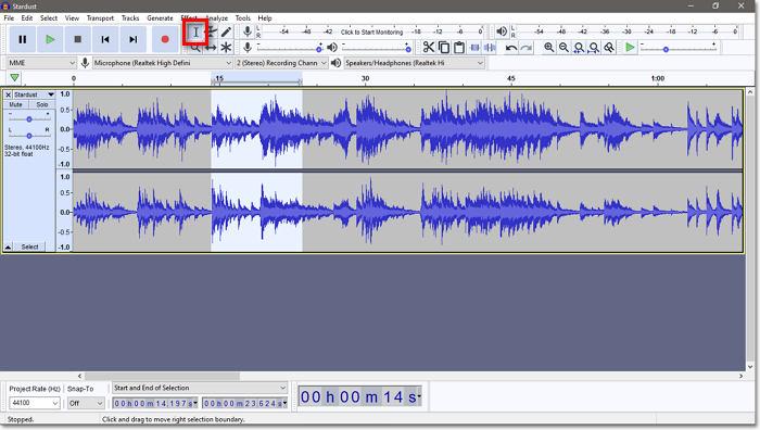 Tagliare l'audio nell'esportazione Audacity