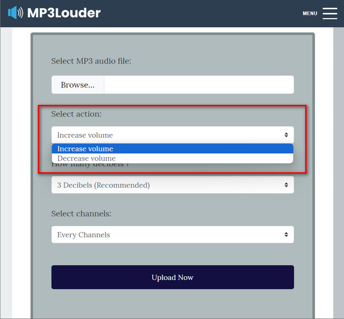 Meningkatkan Volume Mp3 Mp3louder Pilih Tindakan