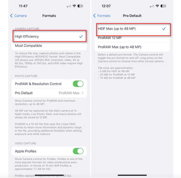 Zmniejsz rozmiar pliku zdjęcia w ustawieniach aparatu iPhone'a