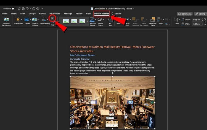 Comprimați imagini în Word Mac Compresați