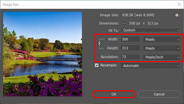 Omjer kompresije Photoshop Dijaloški okvir slike