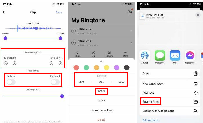 Csengőhang készítő A Ring alkalmazás szerkesztése