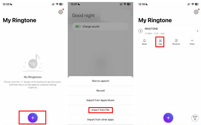 Csengőhang készítő A Ring App Fájlok importálása
